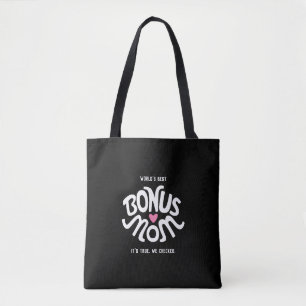 Bonus mam White en roze design op zwarte Canvas ta Draagtas
