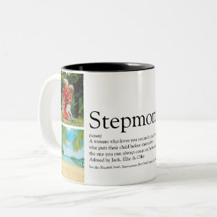 Bonus mama Stepmama Definition Fun 4 Photo Collage Tweekleurige Koffiemok