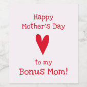 Bonus Maman ! Bonne fête des mères Étiquette du vi (Étiquettes simples)