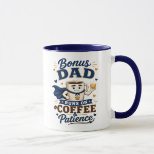 Bonus Papa Draait Op Koffie En Geduld Navy Blauwe Mok