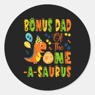 Bonus vader van de one-a-saurus 1e verjaardag dino ronde sticker