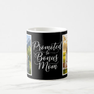 Bonusmoeder Bevorderd Elegante Cursive Tweefoto Zw Koffiemok