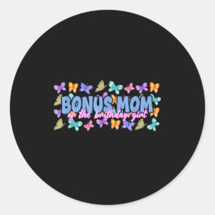 Bonusmoeder van het jarige meisje vlinderfamilie ronde sticker