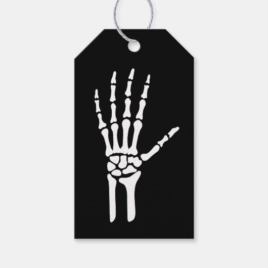 Bony Skeleton Hand op Black Halloween Cadeaulabel (Voorkant)