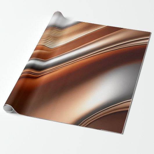 Bonze Zilver Wavy Patroonpapier Cadeaupapier (Uitgerold)
