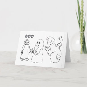 BOO 3 schattige spookachtige trick-or-treaters Kaart