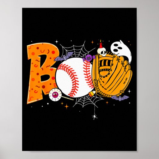 Boo Baseball Player Catcher Tcher Funny Halloween  Poster (Voorkant)