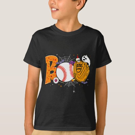 Boo Baseball Player Catcher Tcher Funny Halloween  T-shirt (Voorkant)