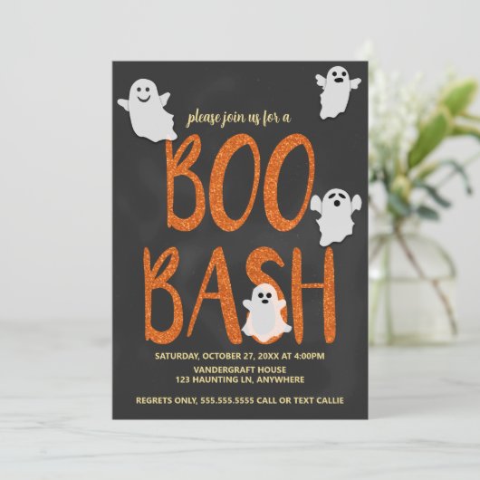 Boo Bash Halloween Party Kaart (Staand voorkant)