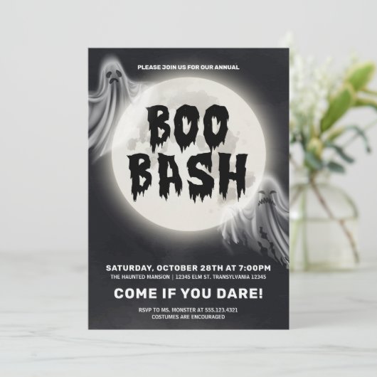 Boo Bash, Halloween Party Kaart (Staand voorkant)