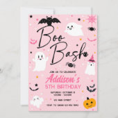 Boo Bash Roze Halloween Ghost Verjaardag uitnodigi Kaart (Voorkant)