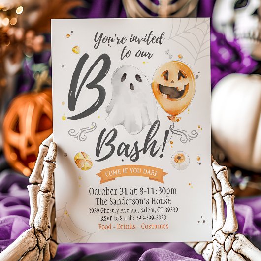 Boo Bash uitnodiging, Halloween uitnodiging