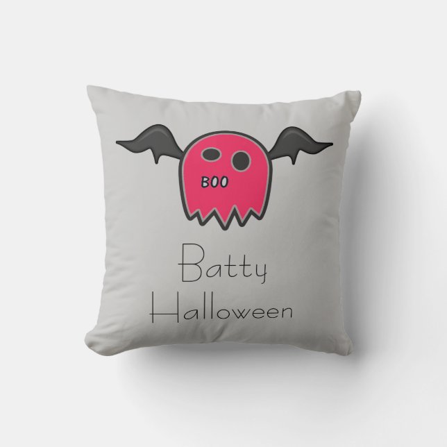Boo Bat Pink Ghost Pillow Kussen (Voorkant)