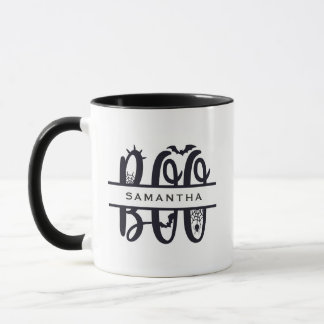 Boo Bats & Spider Web Aangepaste Monogram Mok