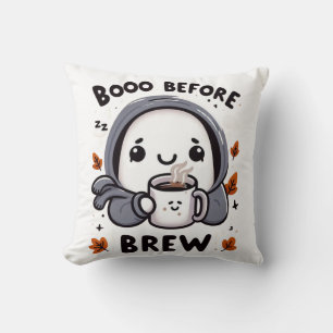 Boo Before Brew Grappige Geest Lieve Halloween Kof Kussen