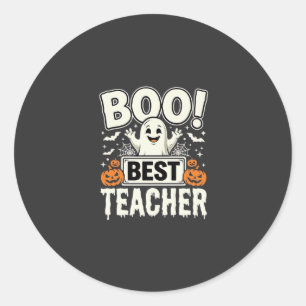 Boo Beste Leraar Halloween Geest Ontwerp_1 Ronde Sticker