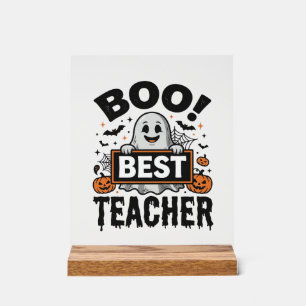 Boo Beste Leraar Vintage Halloween Leraar Ontwerp_ Acryl Bord