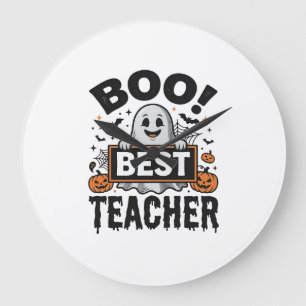 Boo Beste Leraar Vintage Halloween Leraar Ontwerp_ Grote Klok