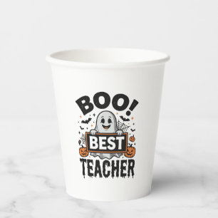 Boo Beste Leraar Vintage Halloween Leraar Ontwerp_ Papieren Bekers