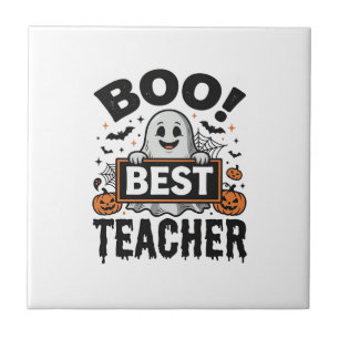 Boo Beste Leraar Vintage Halloween Leraar Ontwerp_ Tegeltje