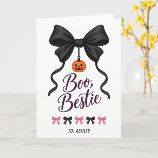 Boo Beste Vriendin Coquette Strik Pompoen Roze Hal Kaart