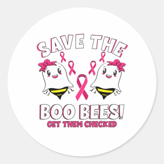 Boo bijen Borstkanker Bewustmakingsroze lint Ronde Sticker (Voorkant)