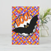 Boo Black Bats Candy Corn Gepersonaliseerd Hallowe Kaart (Staand voorkant)