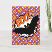 Boo Black Bats Candy Corn Gepersonaliseerd Hallowe Kaart (Voorkant)