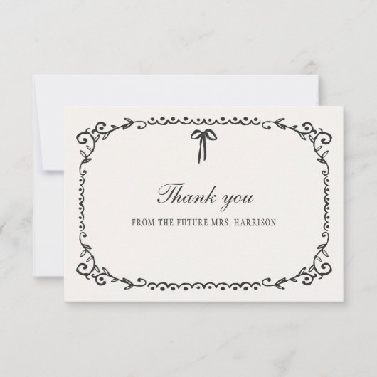 Boo Black Bow Halloween Bruidsfeestje Bedankkaart (Voorkant)