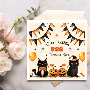 Boo Black Cat Halloween Party Servet