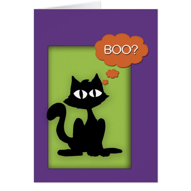 Boo Black Kat Halloween Kaart (Voorkant)