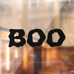 Boo black spooky enge grappige typografie Hallowee Raamsticker