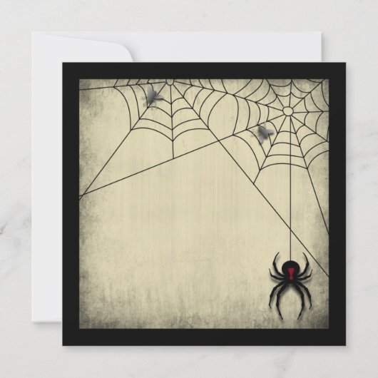 Boo Black Widow Spider & Creepy Text voor Hallowee Kaart (Achterkant)
