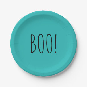 Boo blauwgroen en zwart minimalistisch eenvoudig H Papieren Bordje