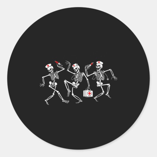 Boo Boo Crew Funny Dancing Skeleton Nurse Squad Ha Ronde Sticker (Voorkant)