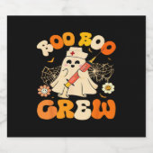 Boo Boo Crew Funny Ghost For Nurse, Retro Hallowee Sparkling Wijnetiket (Enkel label)