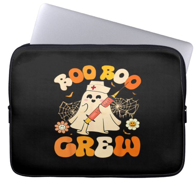 Boo Boo Crew Funny Ghost voor Nurse, Retro Hallowe Laptop Sleeve (Voorkant)