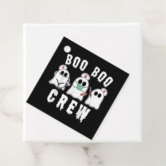 Boo Boo Crew Funny Nurse Ghost Costume Halloween Bedankjes Labels (In situ)