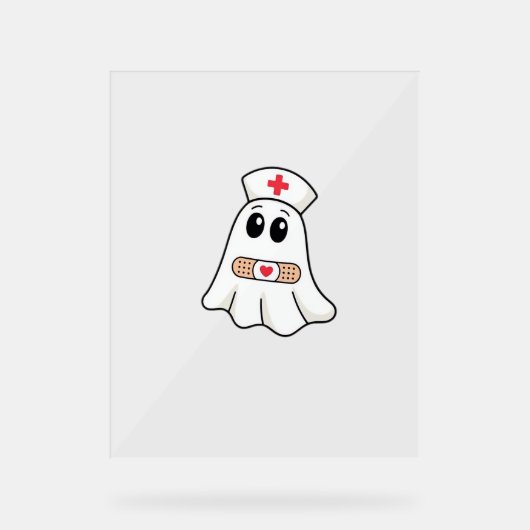 BOO BOO CREW Ghost Nurse Funny Halloween Essential Acryl Bord (Voorkant)