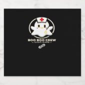 Boo Boo Crew Ghost Nurse - Schattigee en Spooky Ha Sparkling Wijnetiket (Enkel label)