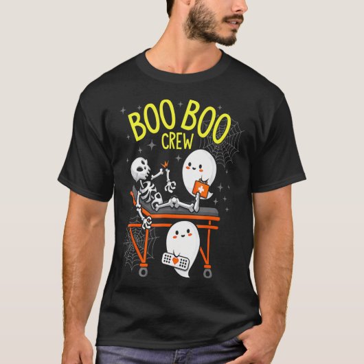 Boo Boo Crew Ghost Skelet Grappige Verpleegster Ha T-shirt (Voorkant)
