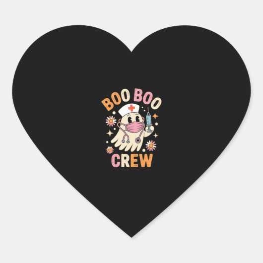 Boo Boo Crew Halloween Ghost Nurse Essential T-Shi Hart Sticker (Voorkant)