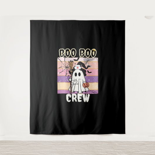 Boo Boo Crew Halloween Ghost Nurse Essential T-Shi Wandkleed (Voorkant)