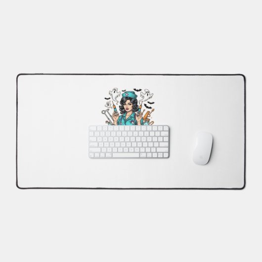 Boo Boo Crew Halloween Nurse met Spuiten en Pum Bureaumat (Keyboard & Muis)