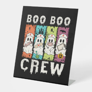 Boo Boo Crew Halloween Nurse Reclamebord Met Voetstuk