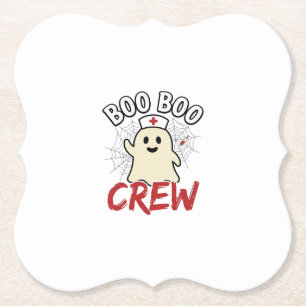 Boo Boo Crew Halloween Verpleegster Geest Vintage  Kartonnen Onderzetters