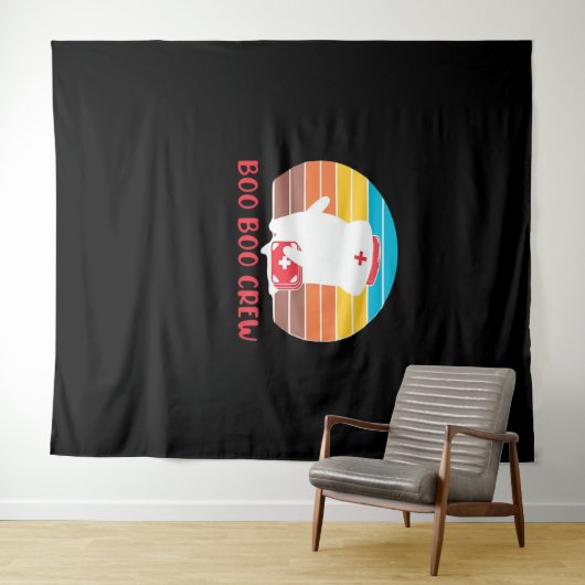 Boo Boo Crew Nurse Funny Ghost Halloween Classic T Wandkleed (In Situ (horizontaal))