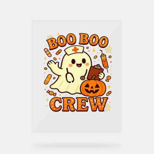 Boo Boo Crew Nurse Funny Halloween Ghost Nurse Gir Acryl Bord (Voorkant)
