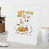 Boo Boo Crew Nurse Funny Halloween Ghost Nurse Gir Reclamebord Met Voetstuk (Insitu)