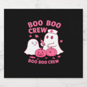 Boo Boo Crew Nurse Funny Halloween Ghost Nurse Gir Sparkling Wijnetiket (Enkel label)